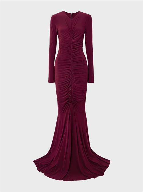 Abito lungo a sirena in jersey stretch NORMA KAMALI | KK4253PLE38043PLUM